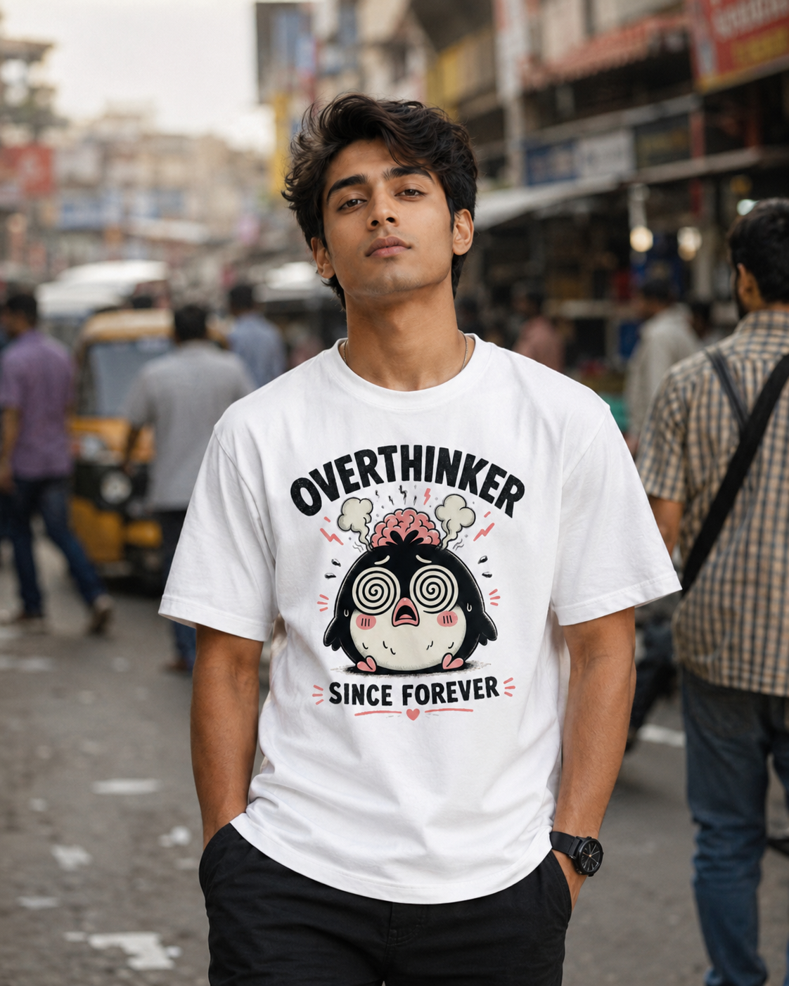 T-Shirt for men and women | Overthinker Since Forever Funny Penguin Graphic