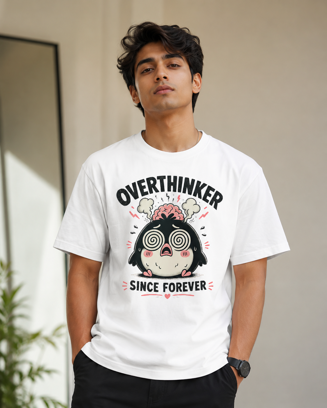 T-Shirt for men and women | Overthinker Since Forever Funny Penguin Graphic