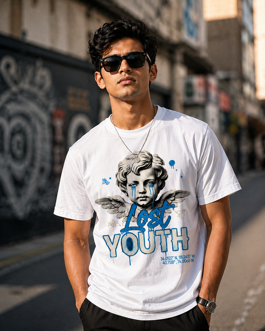 Lost Youth Angel Graphic T-Shirt | Vintage Streetwear Oversized Tee
