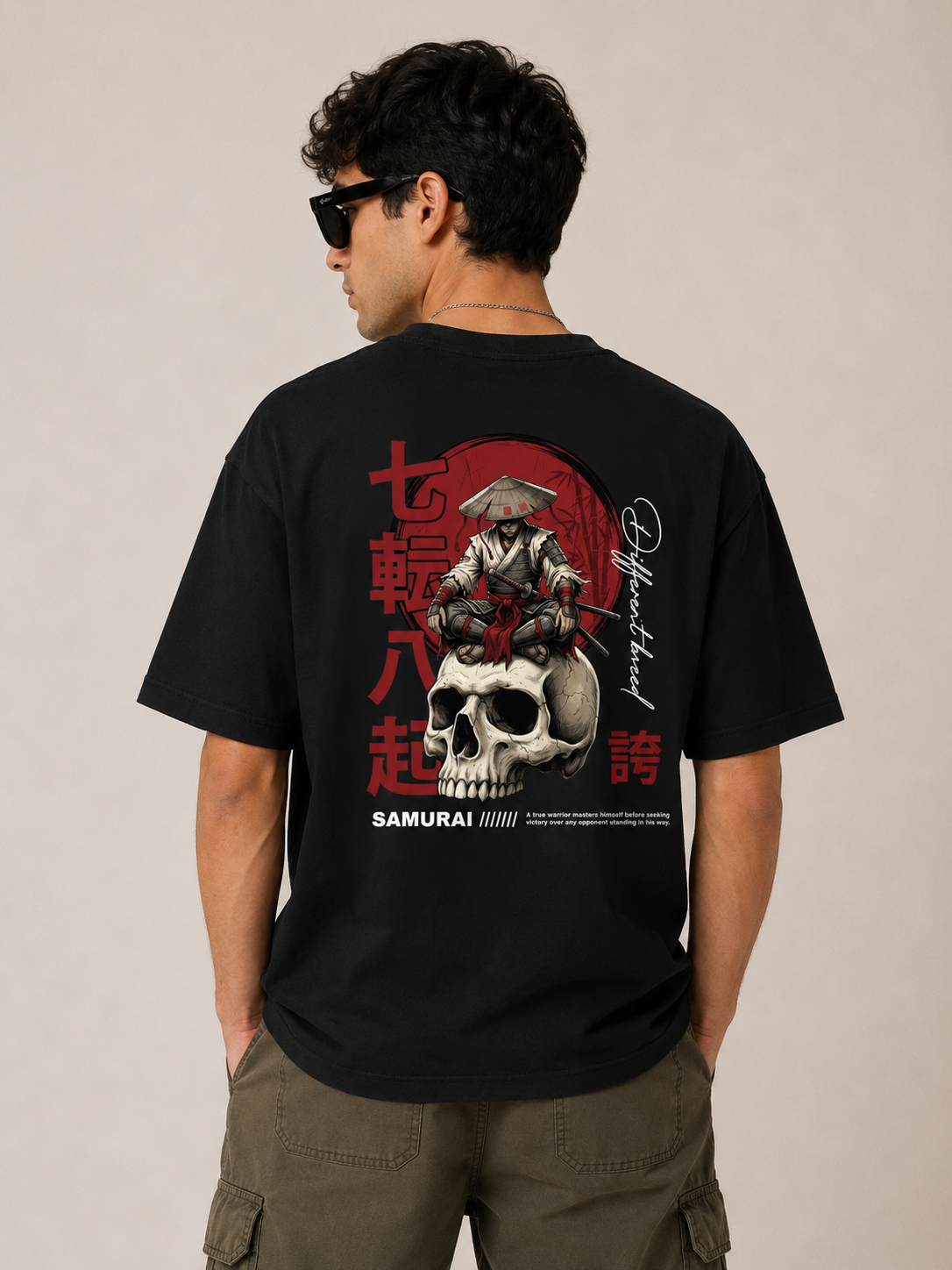 Ancestral Samurai Skull Printed T-Shirt